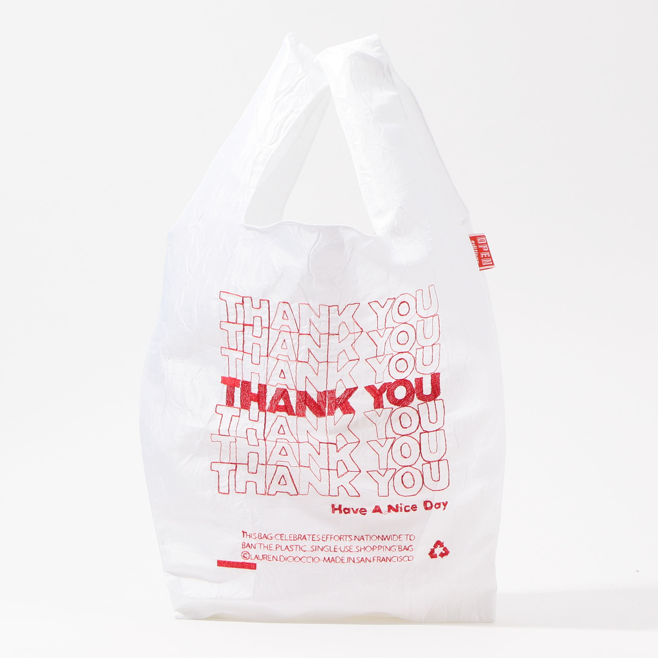 OPEN EDITIONS THANK YOU RED TOTE BAG