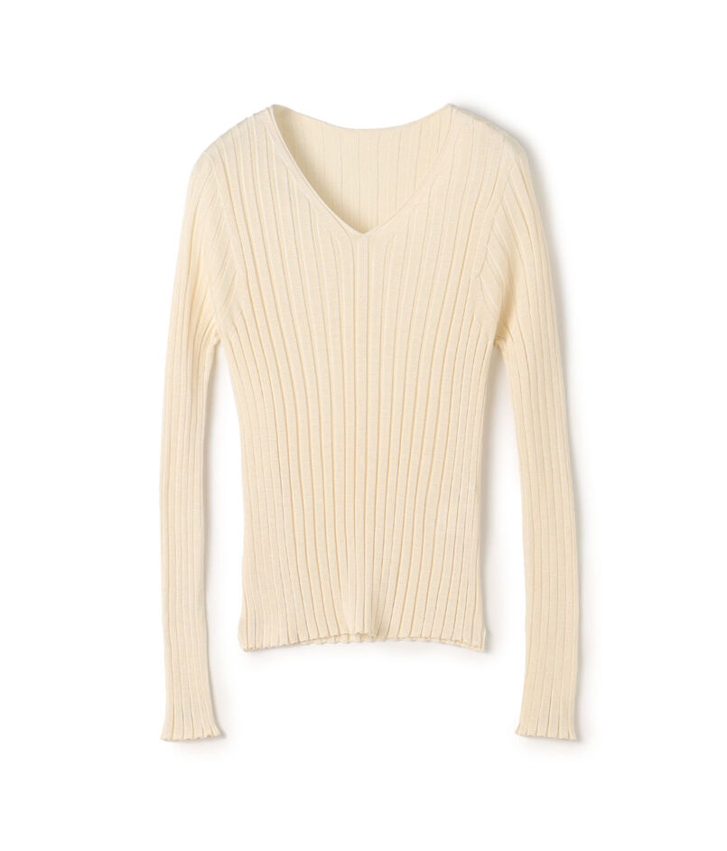 ドメスティックスパンシルク Vネックプルオーバー