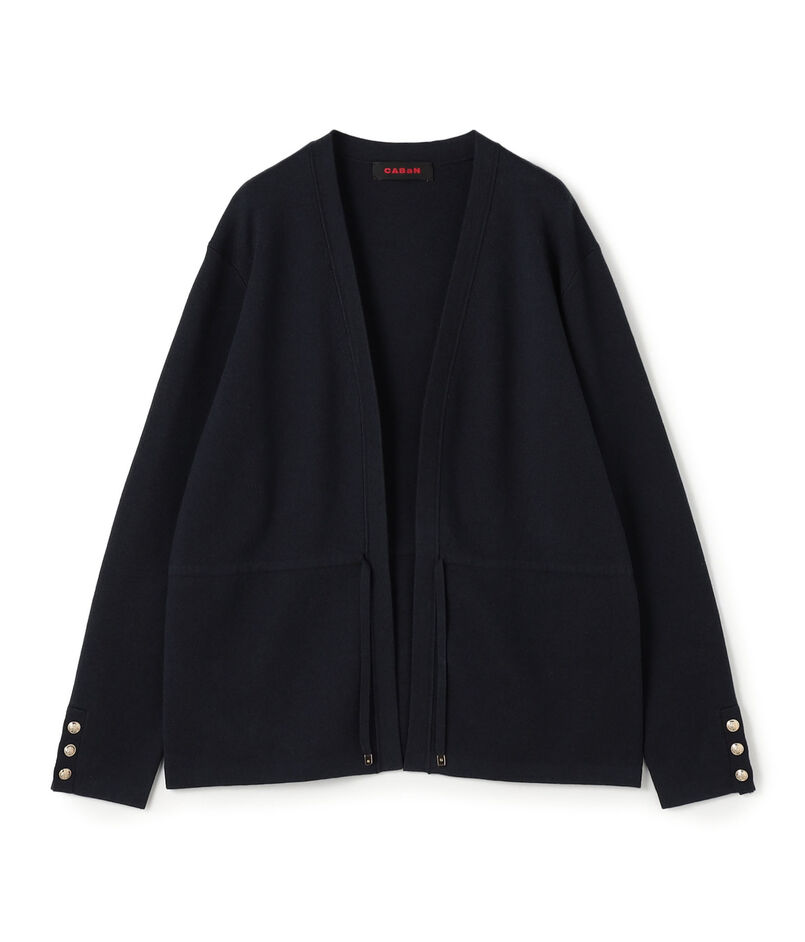 コットンカシミヤ Vカラーレスカーディガン