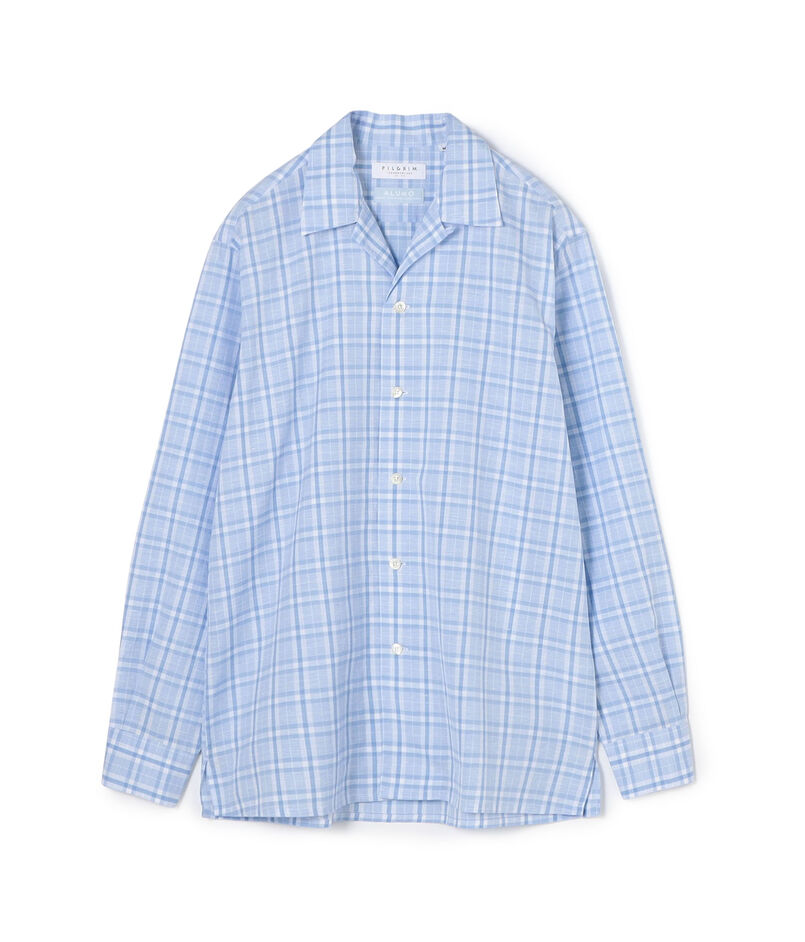 ■コットンリネン オープンカラーロングスリーブ チェックシャツ ALUMO ■コットンリネン オープンカラーロングスリーブ チェックシャツ ALUMO