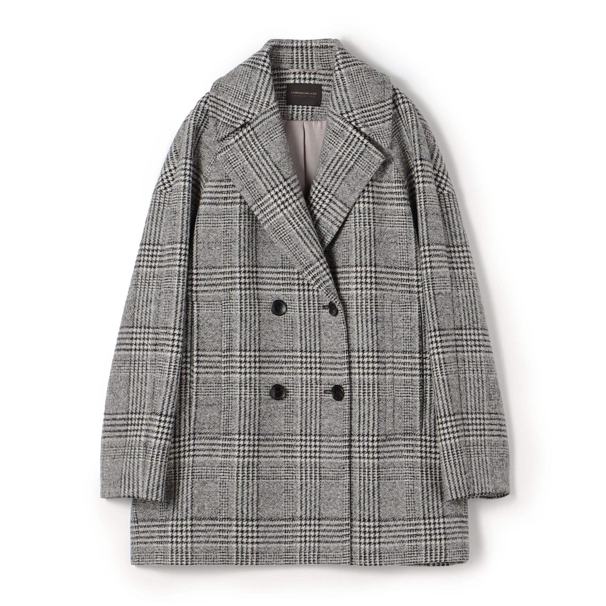 ウールカシミヤグレンチェック ショートコート｜トゥモローランド 公式通販
