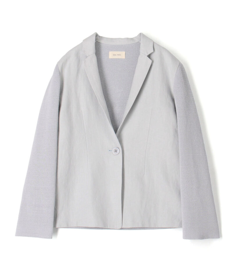 リネンファブリックコンビ テーラーニットジャケット