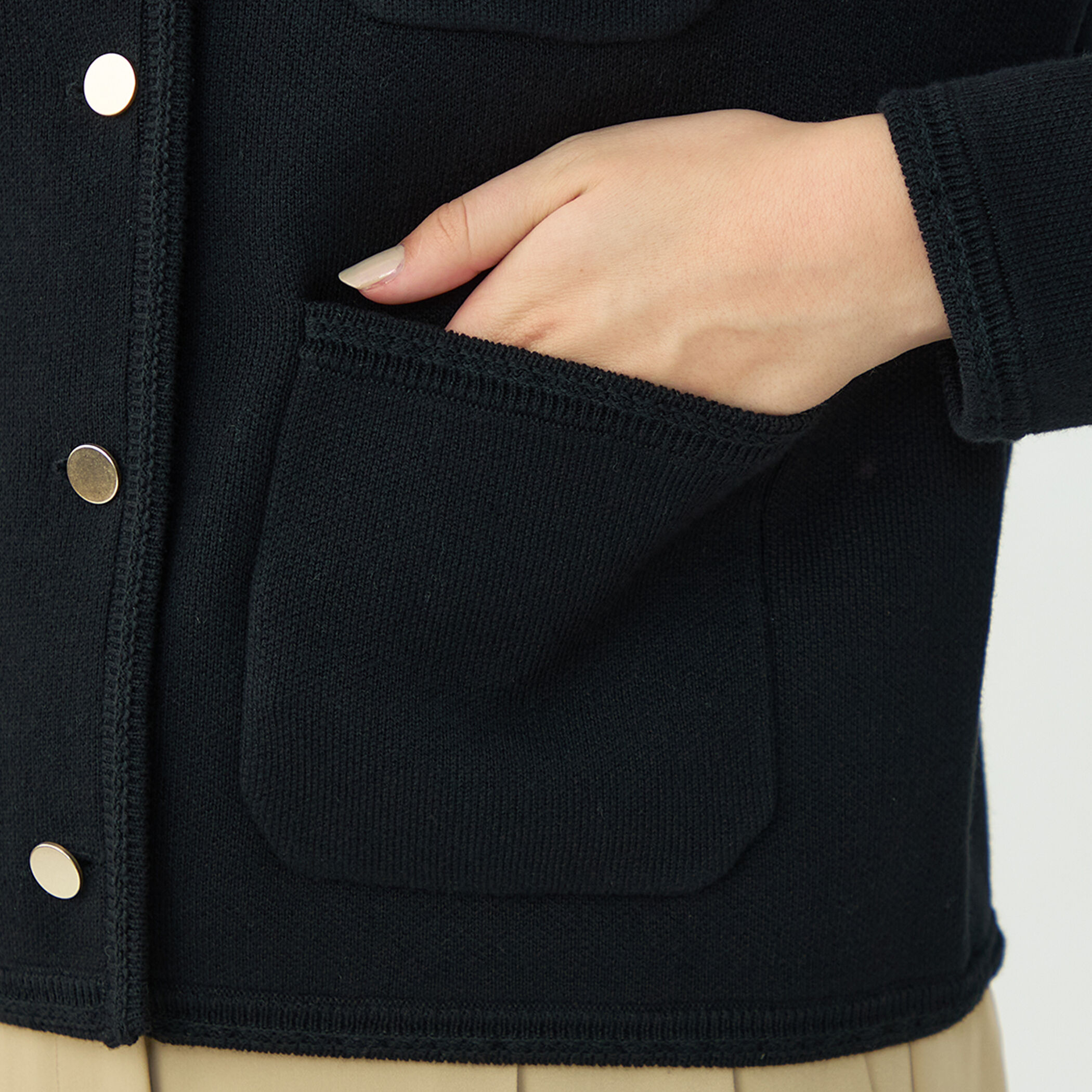 コットンポリエステルダブルフェイス 4ポケットカーディガン