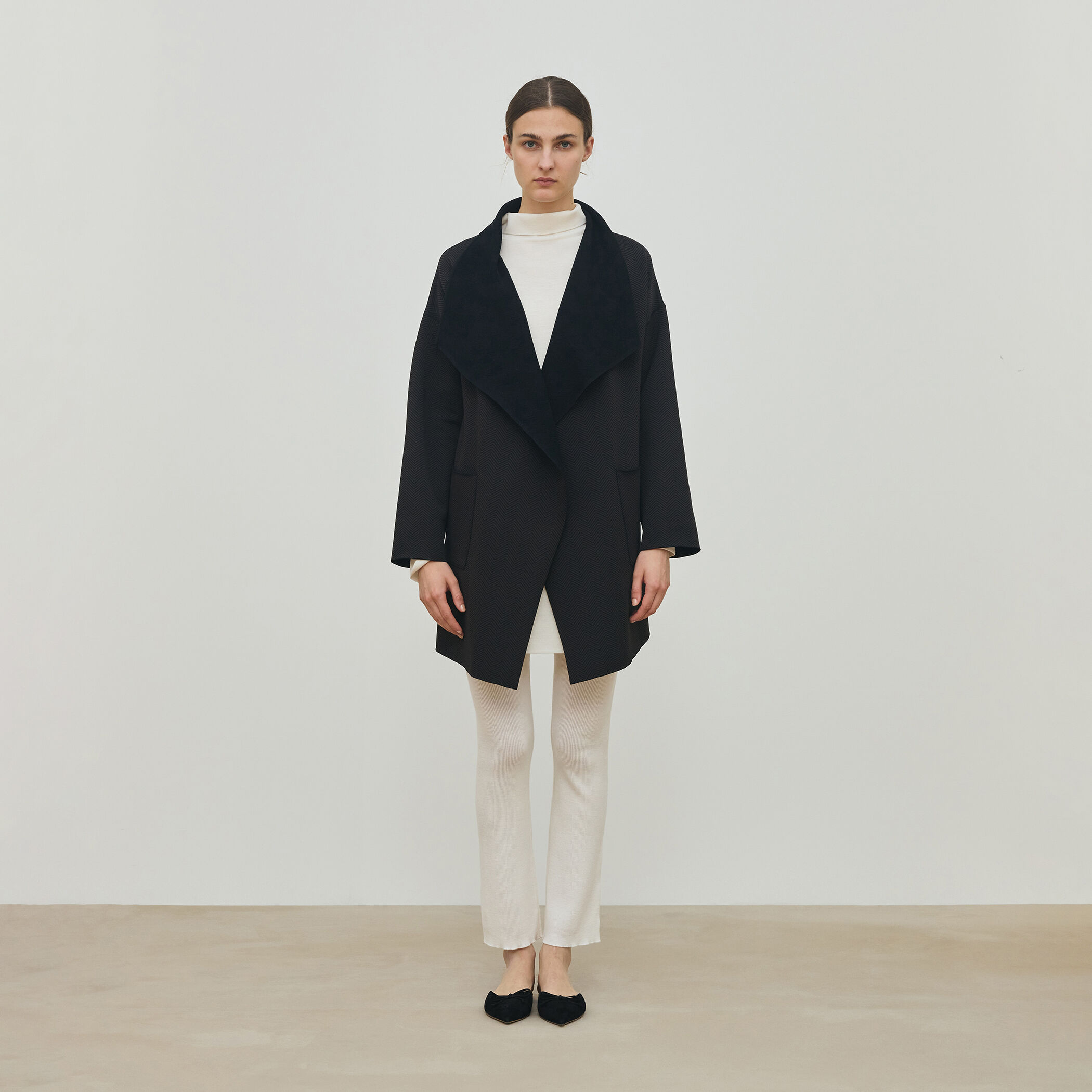 ヘリンボーンダブルフェイス トライアングルカラーコート