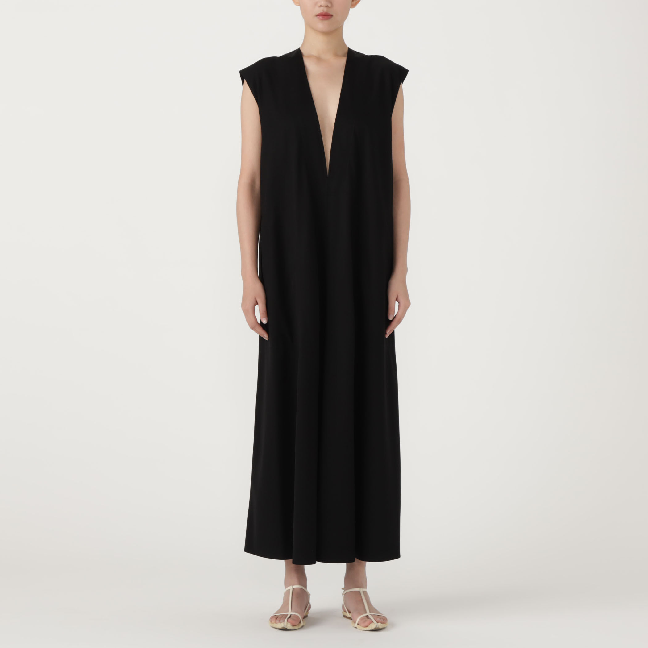 ワンピース・ヴァーニ半袖　黒×緑　M ワンピース Draping Darts Sleeve Shirt