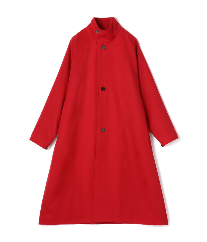 ウールギャバジン スタンドカラーコート