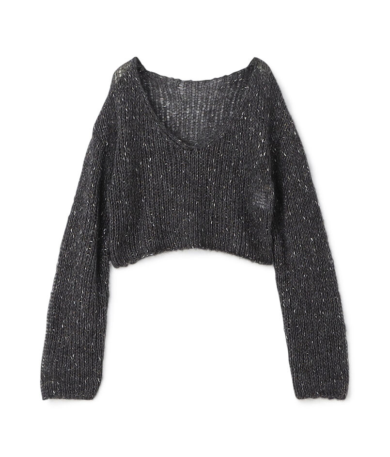 アルパカラメ ショートVネックプルオーバー