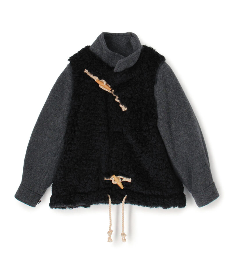 HYKE DOUBLE FACE FAUX SHEARLING DUFFEL JACKET ダッフルジャケット