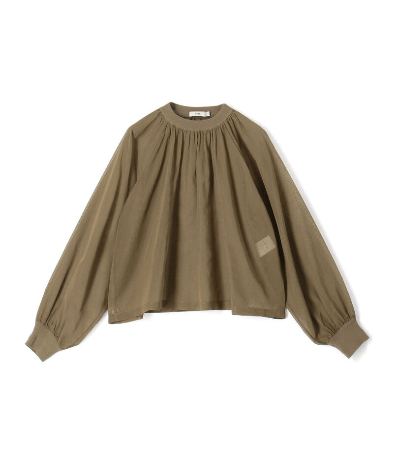 HYKE COTTON VOILE SHIRRED BLOUSE シアーブラウス