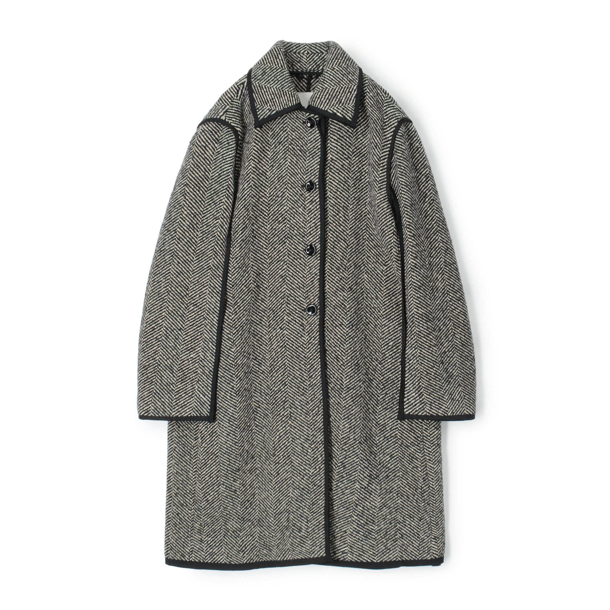 美品✨　 カシミヤ混✨　ジバンシー　ステンカラーコート　ヘリンボーン　ロゴボタン JIL SANDER COAT 65 W TRIM ヘリンボーン ステンカラーコート