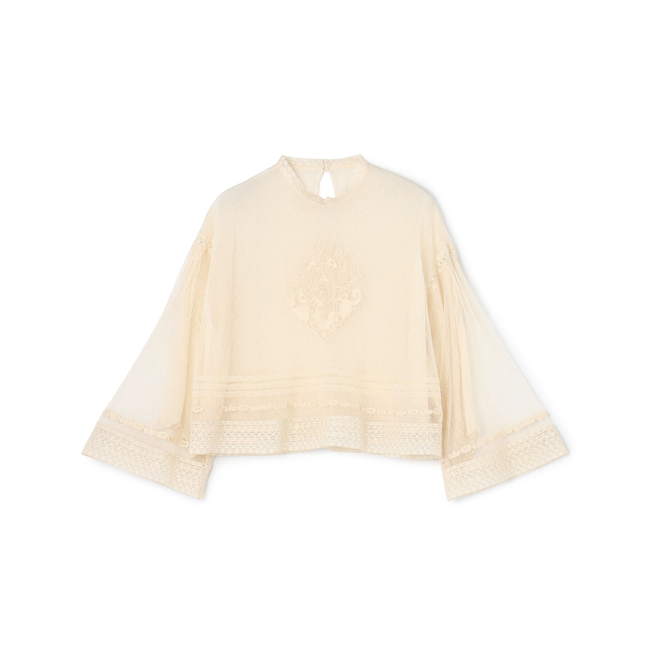 チュールエンブロイダリー クロップドブラウス｜トゥモローランド 公式通販