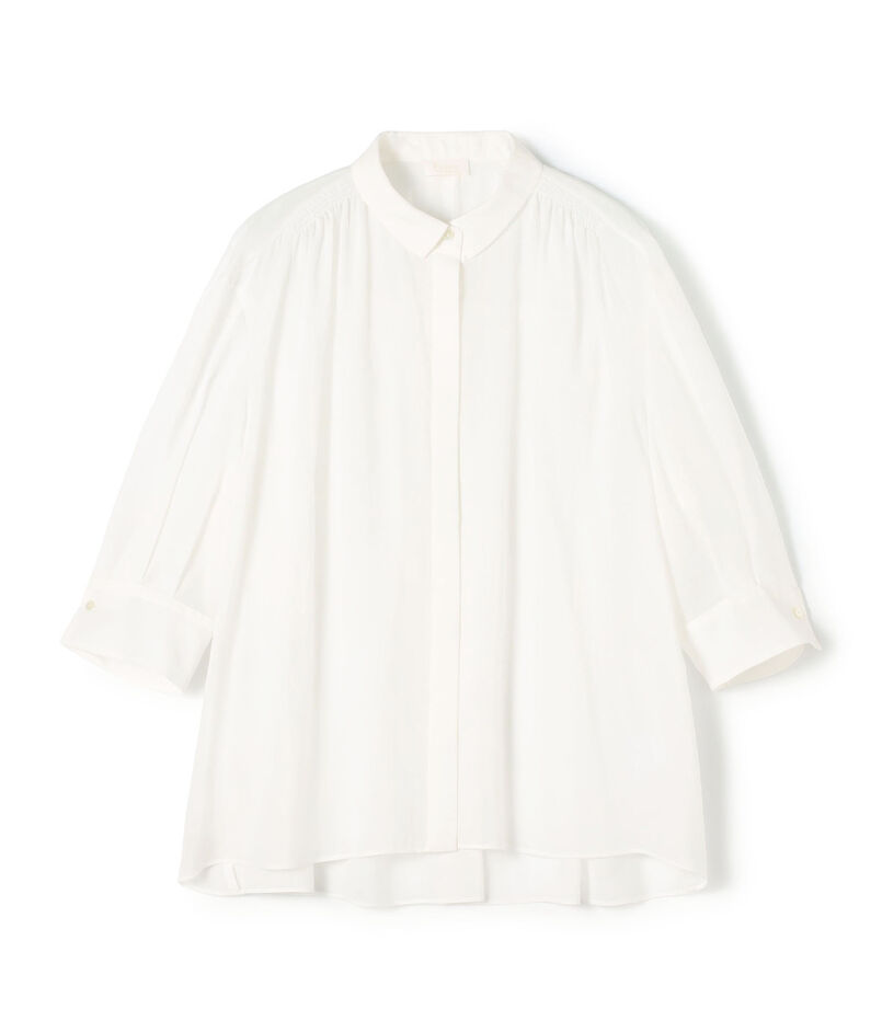 スムースラミー ハーフスリーブブラウス