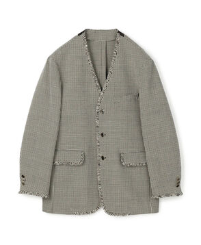 ウール ダブルフェイス カラーレス3Bジャケット