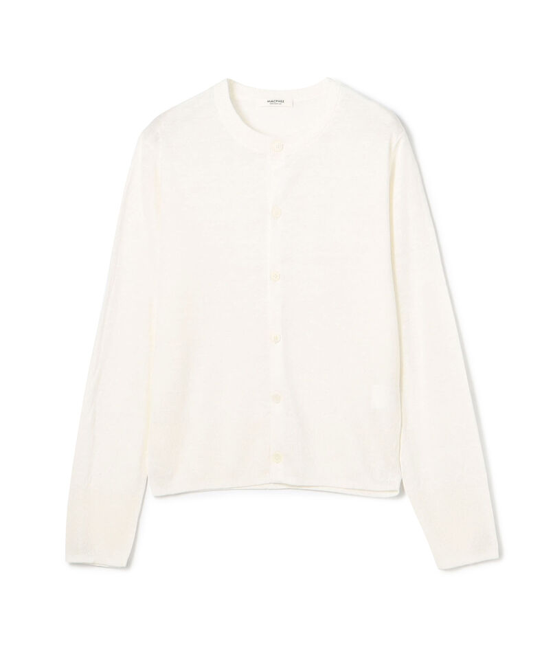 プレーンリネン クルーネックカーディガン