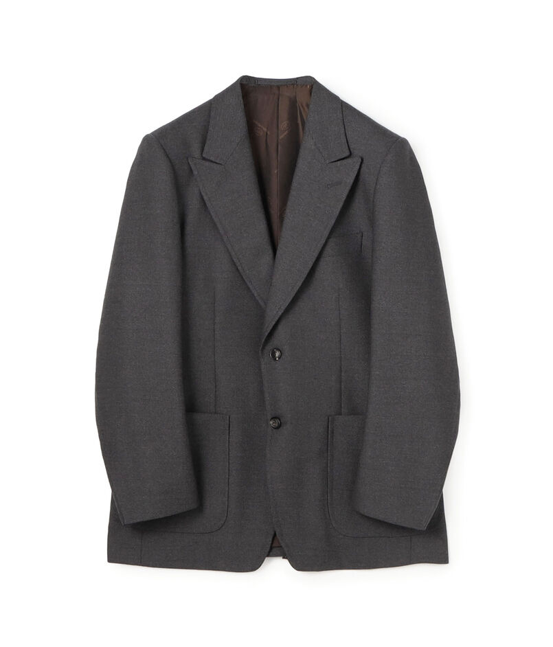 ウールツイード ピークドラペル シングルブレステッド2Bジャケット MARLING&EVANS
