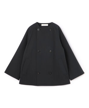 ■コットンウールギャバジン カラーレスショートコート