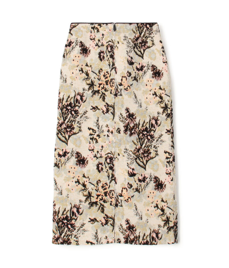 ブラッシュフラワープリント Iラインスカート