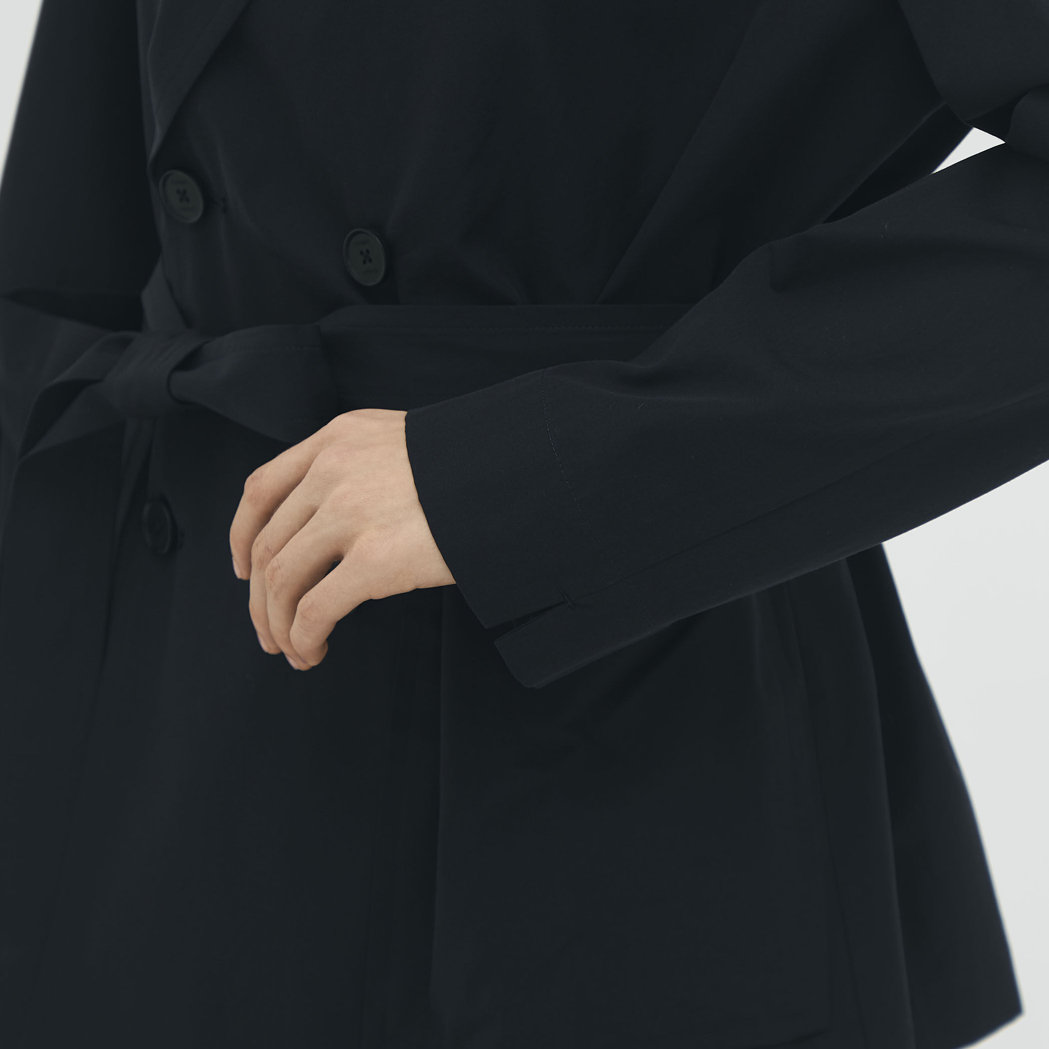 コットンシャンブレー ベルテッドダブルブレストジャケット