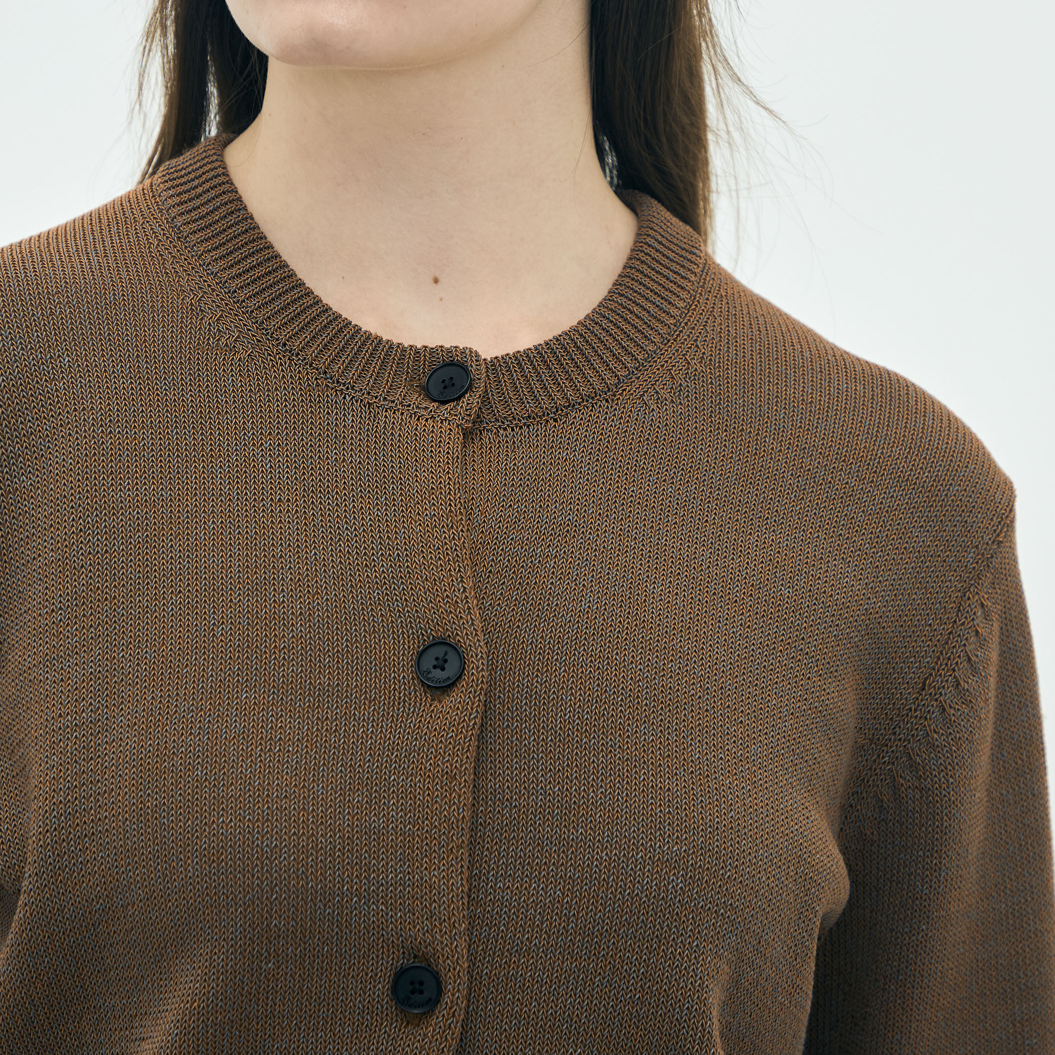 edition pourell コットンナイロン シャンブレーニットカーディガン