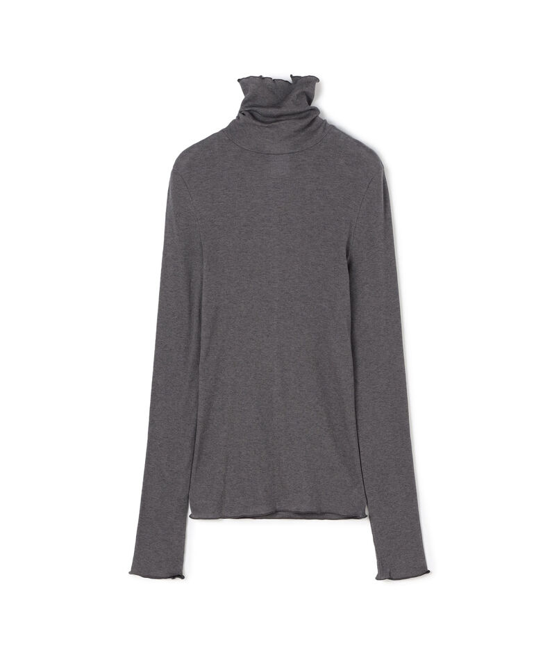 コットンシルクリブ タートルネックプルオーバー