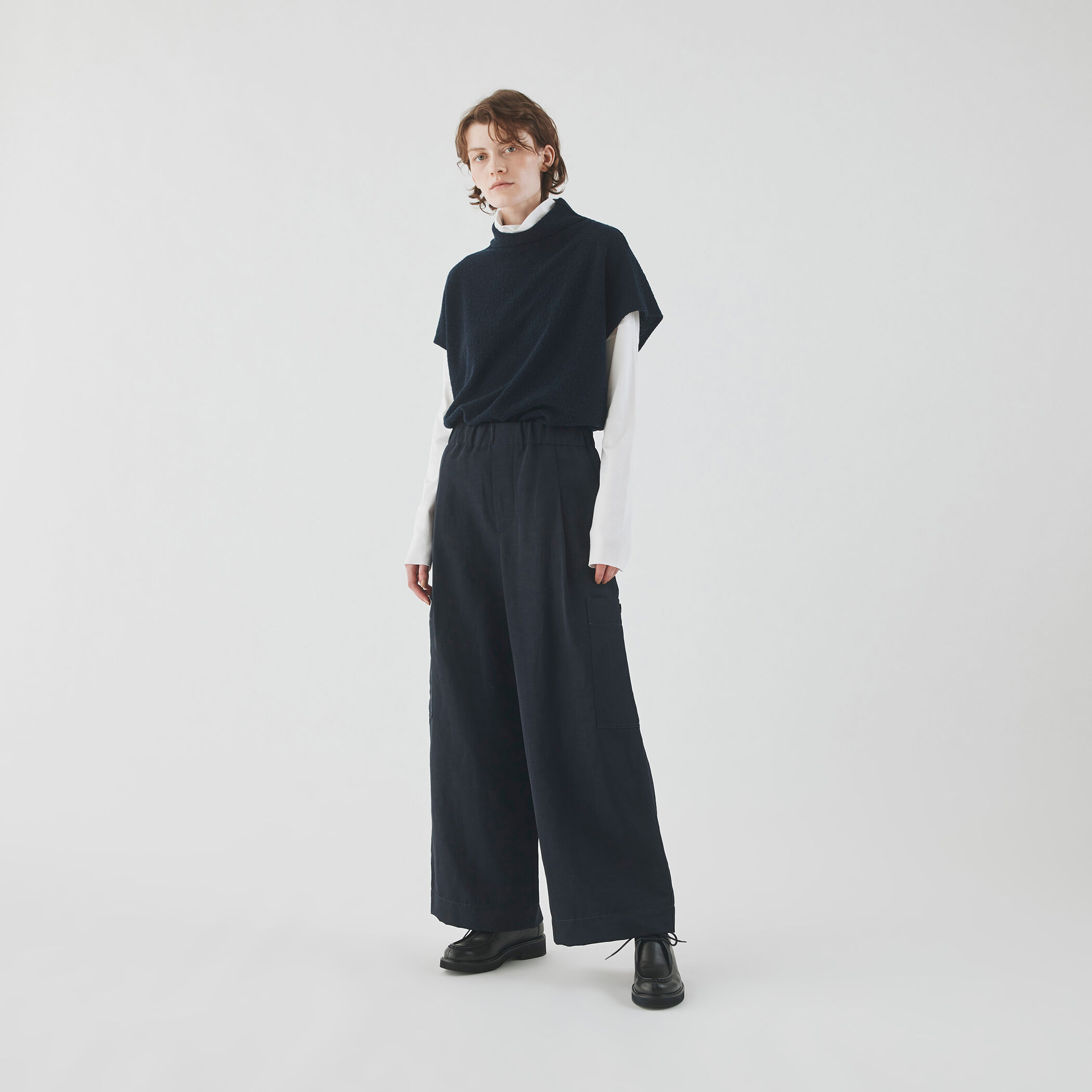 ファインブークレー ミドルネックベスト　グレー ファインブークレー ミドルネックベスト | GALERIE VIE (Women