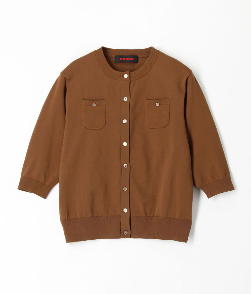 ファインポリエステル ハーフスリーブポケットカーディガン