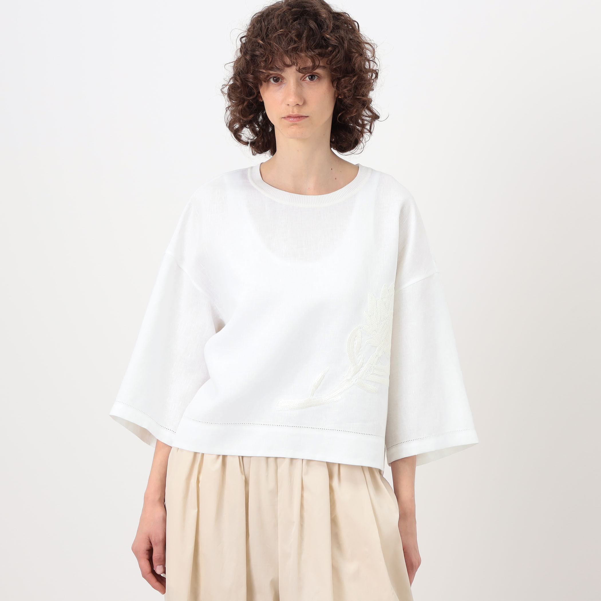 【トゥモローランド】リブカットソー 白 TOMORROWLAND（トゥモローランド） tシャツ OVERNEATH リブTシャツ