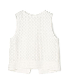 グリッドカットジャカード ノースリーブブラウス