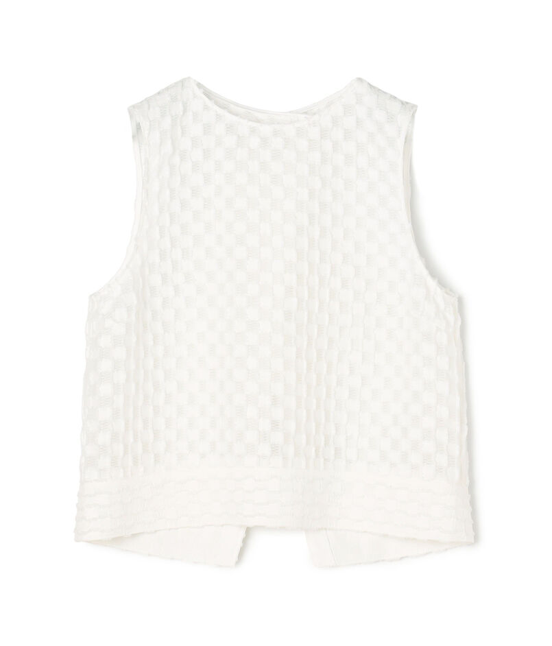 グリッドカットジャカード ノースリーブブラウス