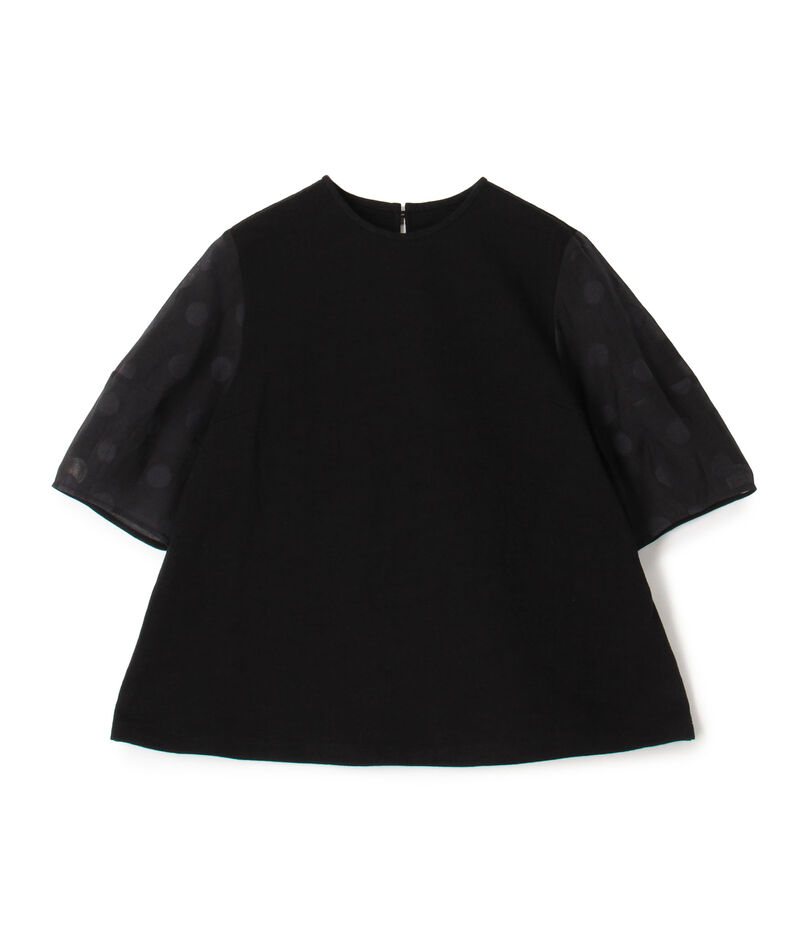 スラブジャージー ドットパフスリーブプルオーバー