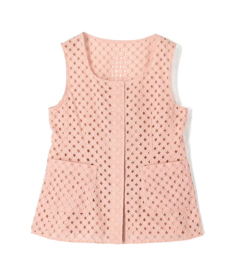 コモンフラワーエンブロイダリー Uネックジレブラウス