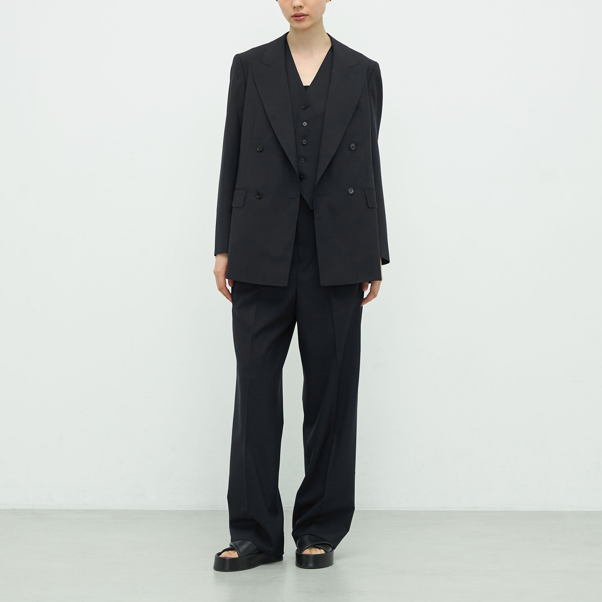 TOMORROWLAND.B ウールフラノ テーラードジレ チャコールグレー