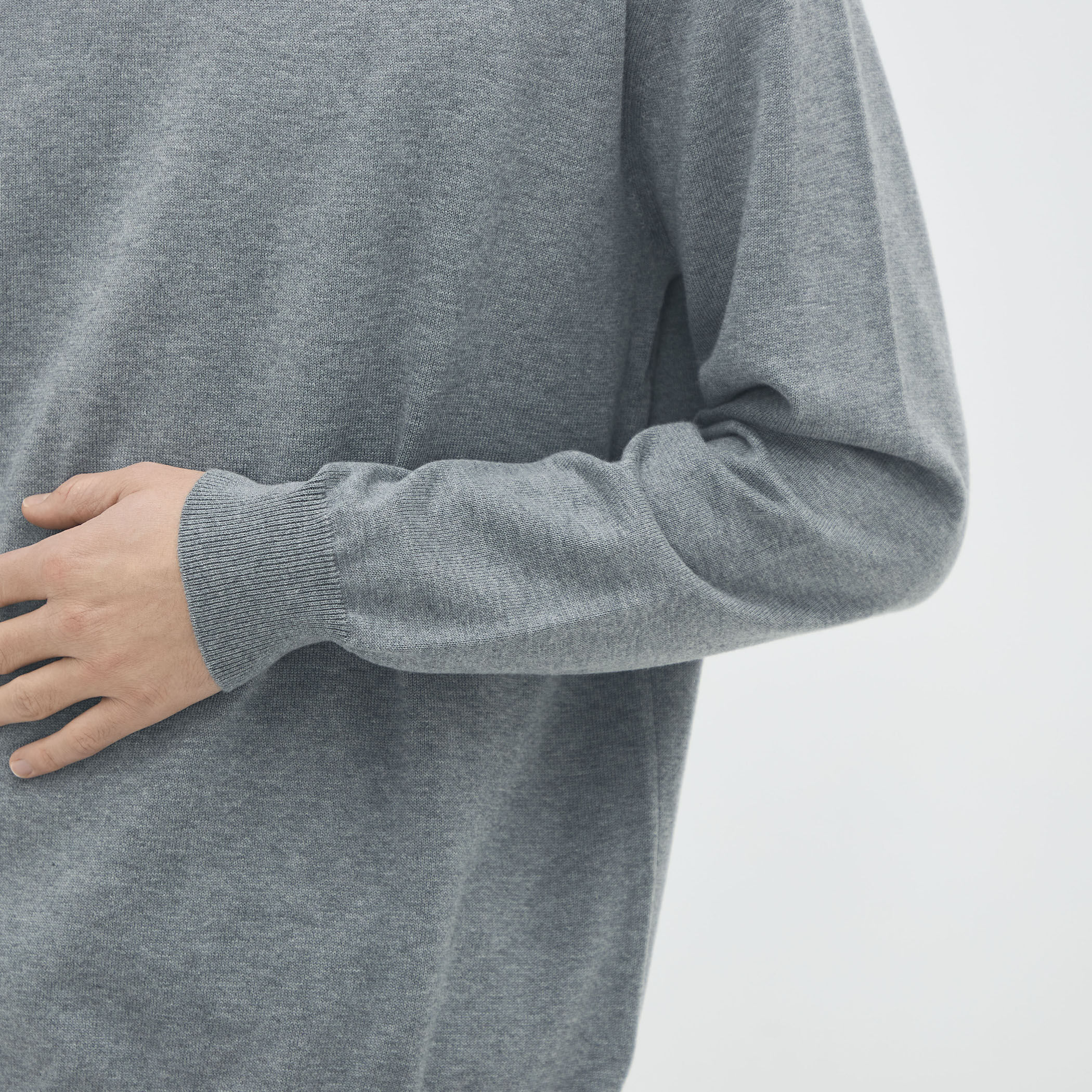 コットンカシミヤ プレーンモックネックプルオーバー