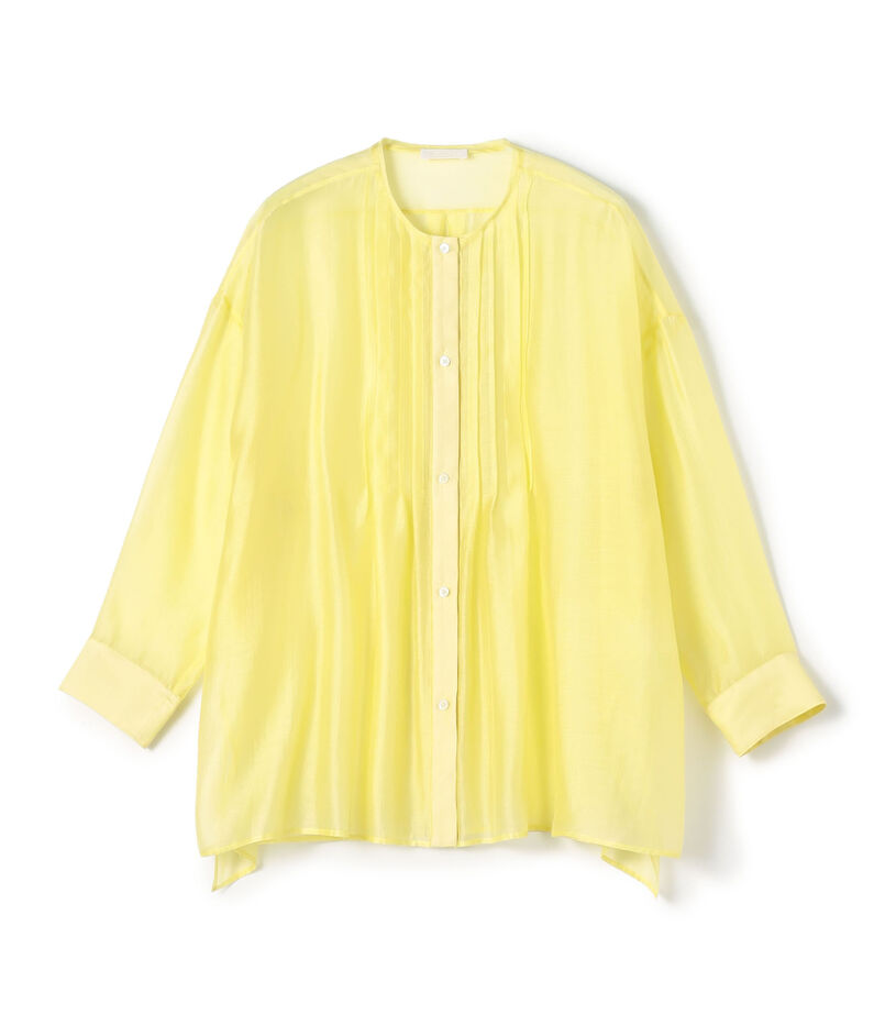 セルロースポリエステルオーガンジー ランダムタックブラウス