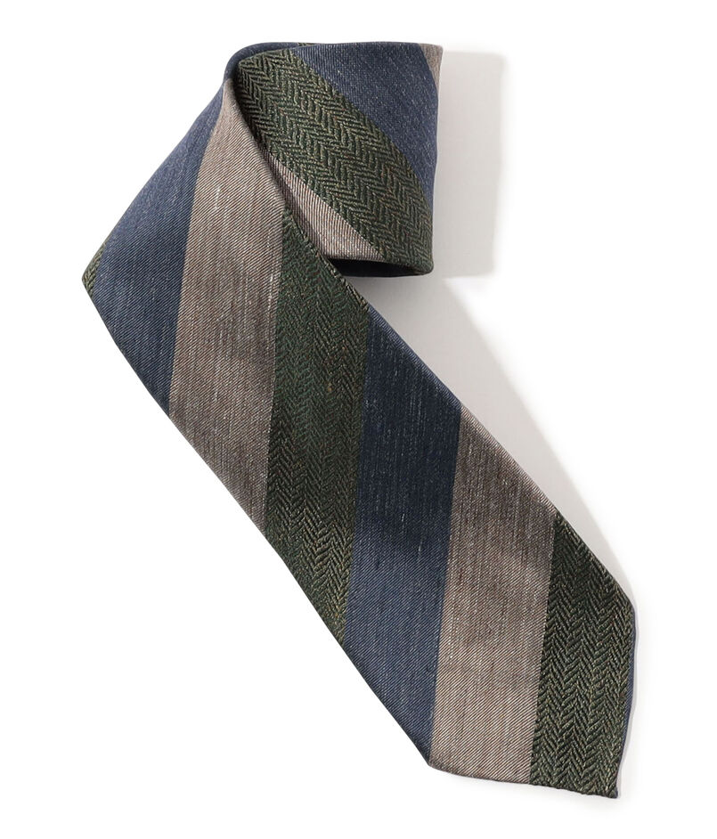 TOMORROWLAND MADE IN ITALY シルクリネン レジメンタルネクタイ