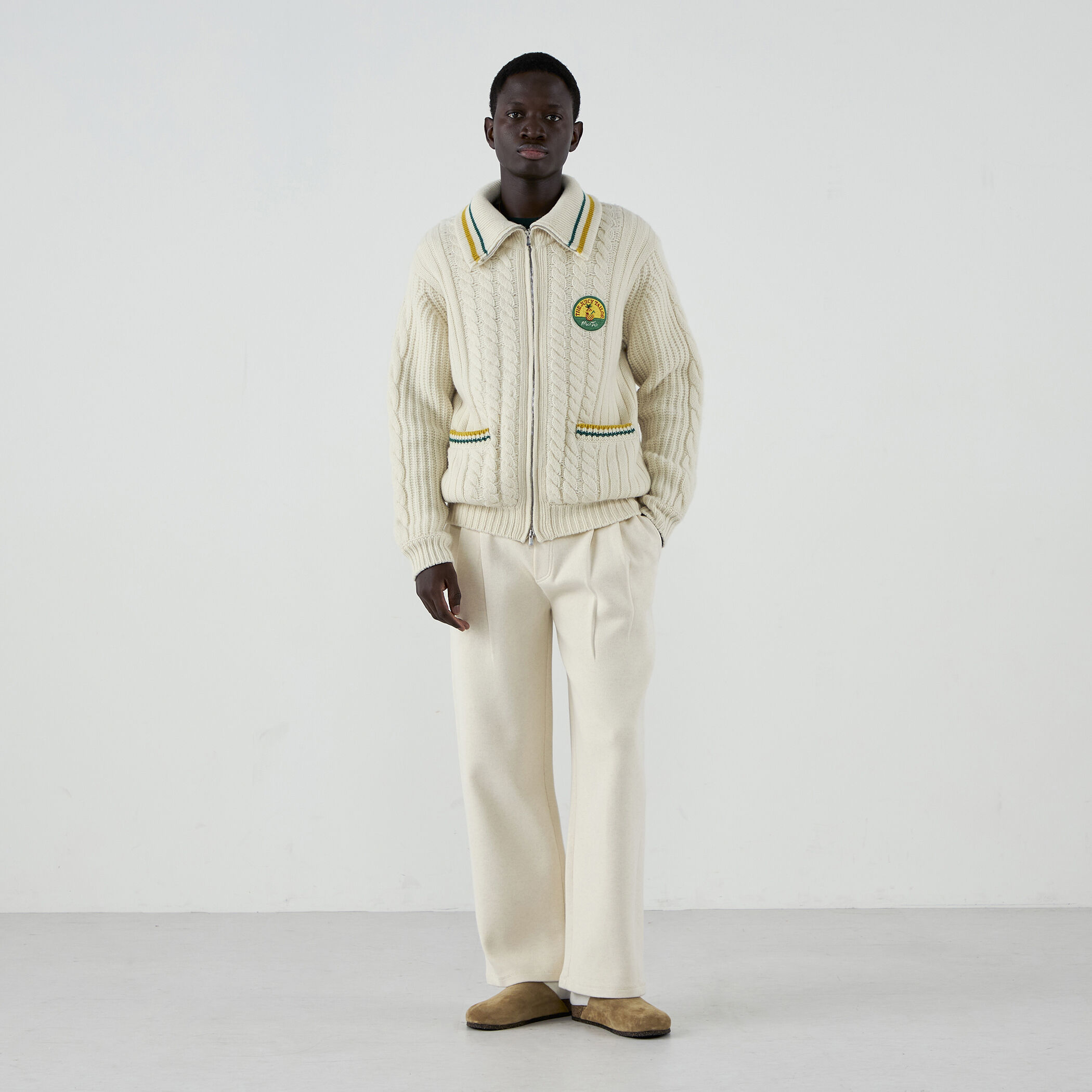 BATONER ラムズウール ジップ ポロカーディガン BATONER ラムズウール ジップ ポロカーディガン ヴィンテージの雰囲気