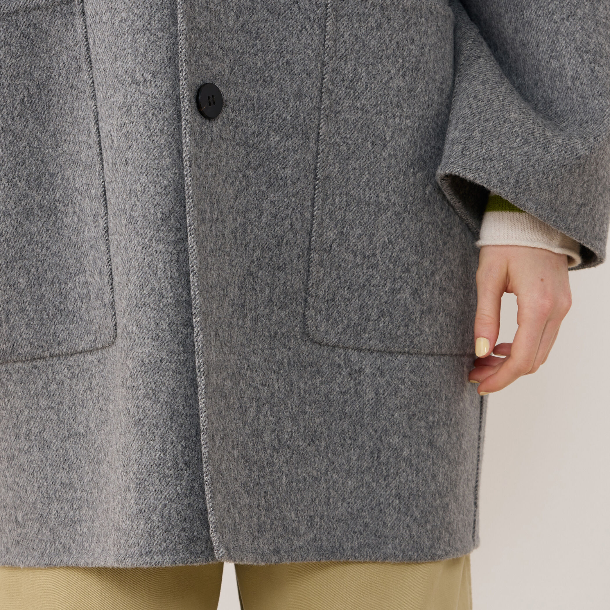 ノーカラーウールコート イタリア生地 キモノスリーブ 厚手 handmade ウールダブルフェイス キモノスリーブコート｜トゥモローランド 公式通販