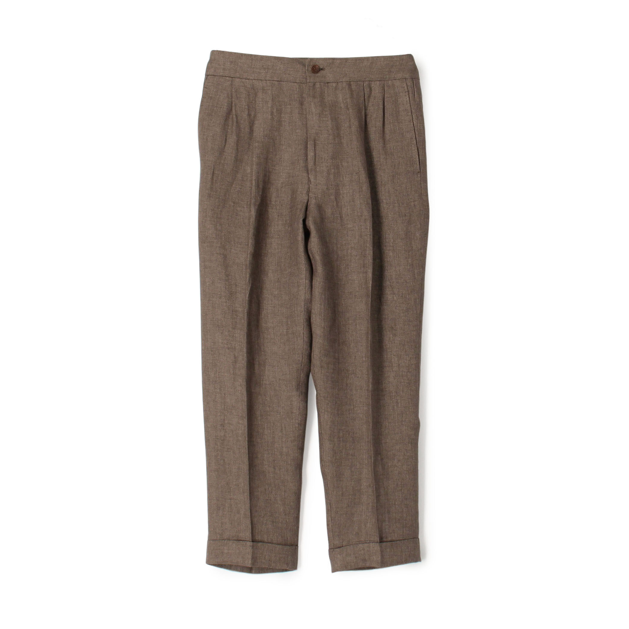 美品☆キャバン☆cABaN☆高級リネンスラックス☆ SOLBIATI☆Ｌサイズ リネン バックベルト ペグトップスラックス SOLBIATI