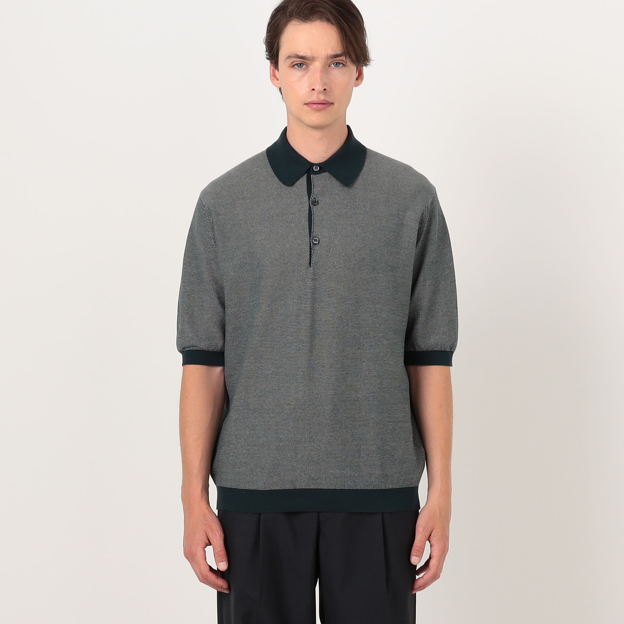 別注】JOHN SMEDLEY 30Gハニカム編み ニットポロ ISIS
