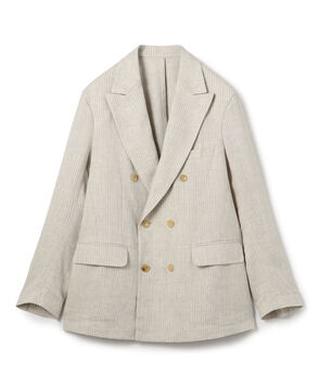 リネンアムンゼンストライプ ダブルブレステッド6Bジャケット