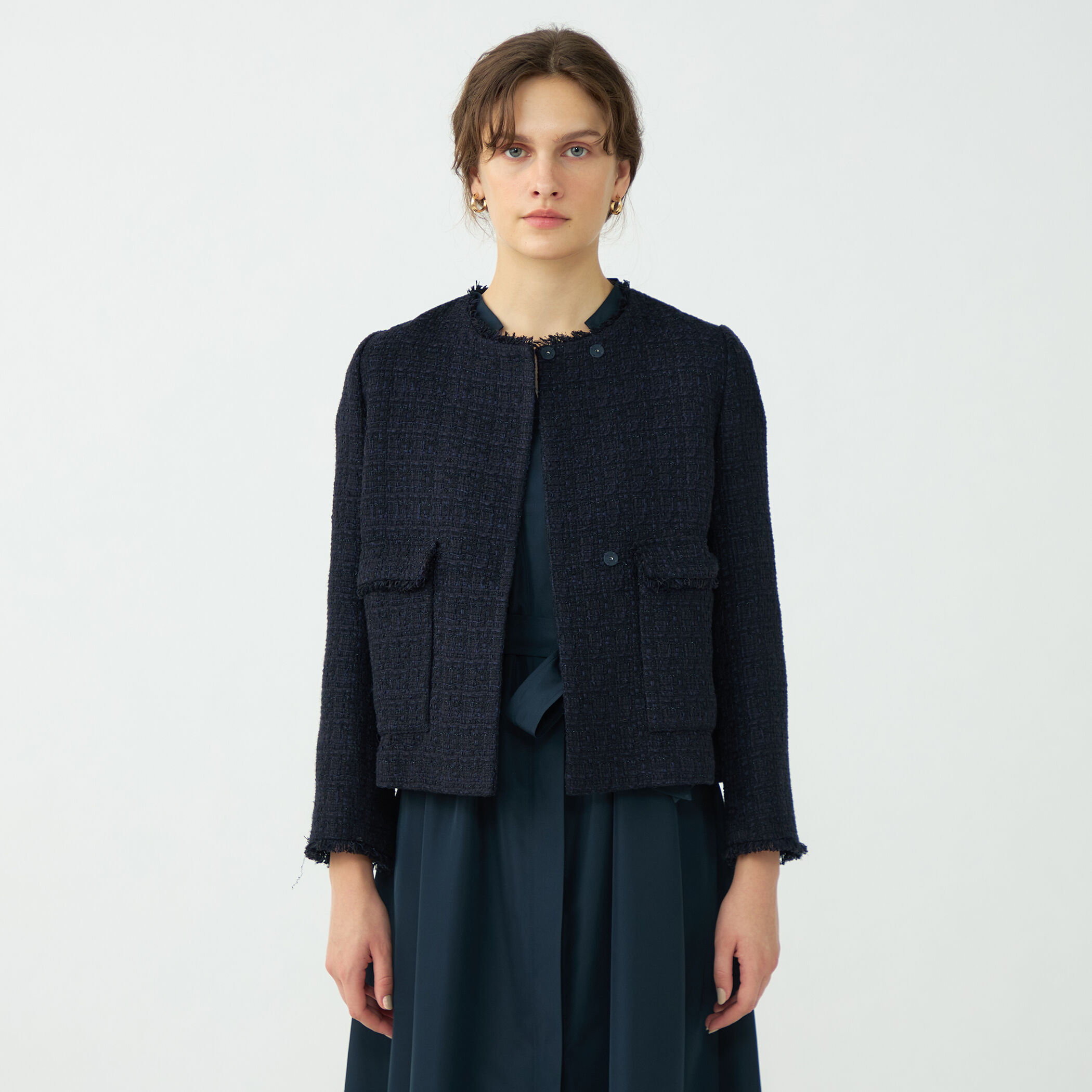 ラメミックスツイード セミダブルクルージャケット｜トゥモローランド