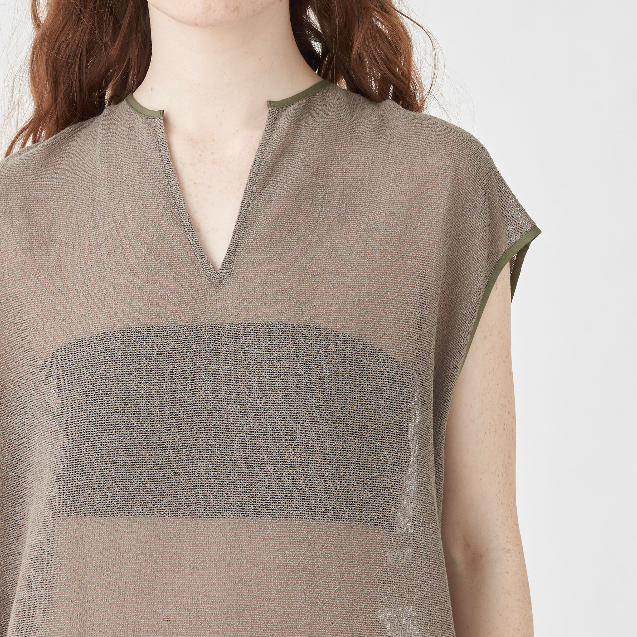 MACPHEE メッシュワンピース キーネック フレンチスリーブ 24SS MACPHEE メッシュワンピース キーネック フレンチスリーブ 24SS