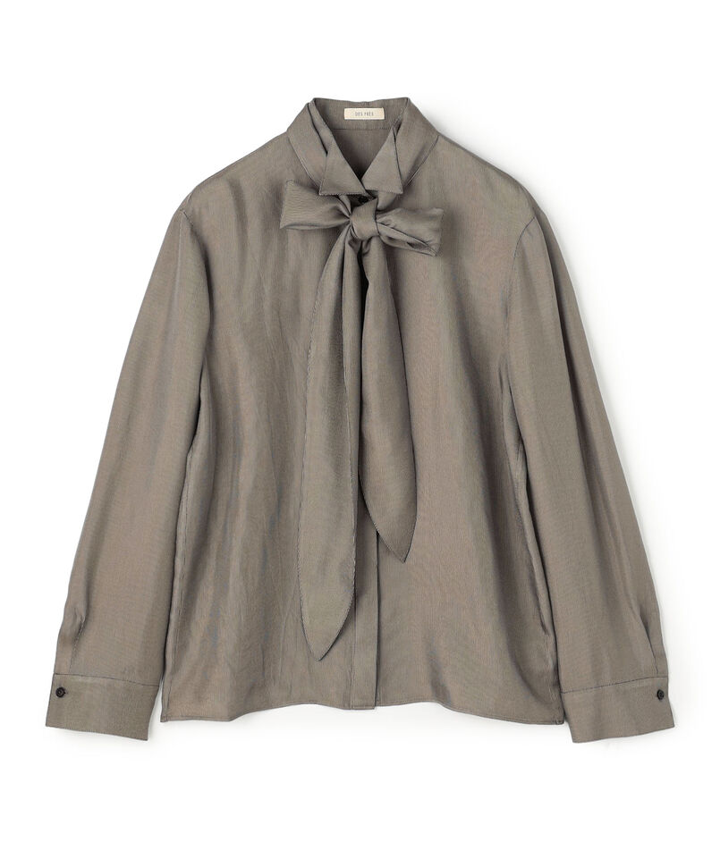 レーヨンマイクロハウンドトゥース ボウタイドレスブラウス