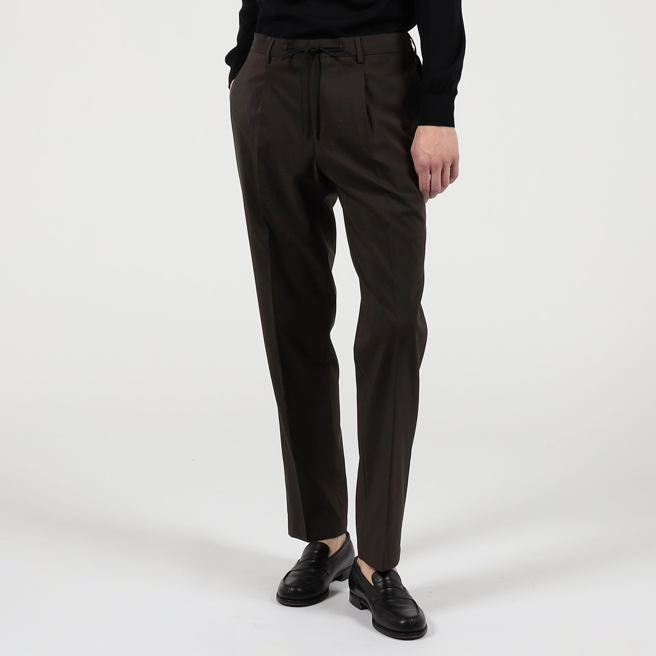 [新品未使用]定価5万caruso ワンプリーツ ウールスラックス カーキ 46 ソウシオオツキ SOSHIOTSUKI 22AW SIDE STRIPE SLIM PANTS