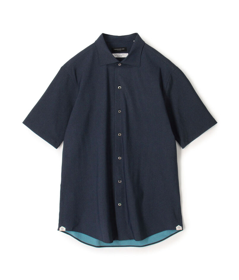 ナイロンポリウレタン ワイドスプレッドカラー ハーフスリーブシャツ CANCLINI