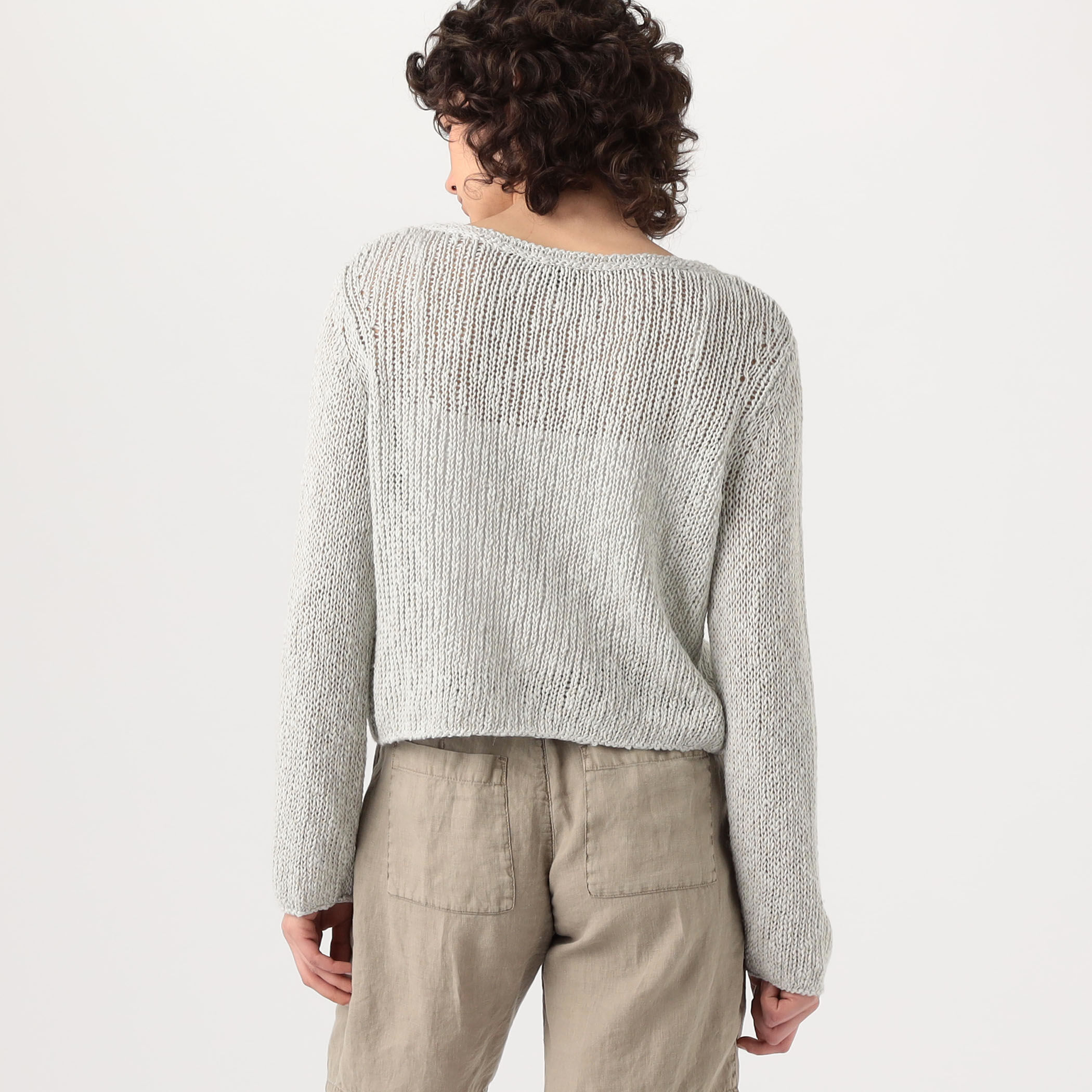 コットンリネンオープンワーク クルーネックプルオーバー