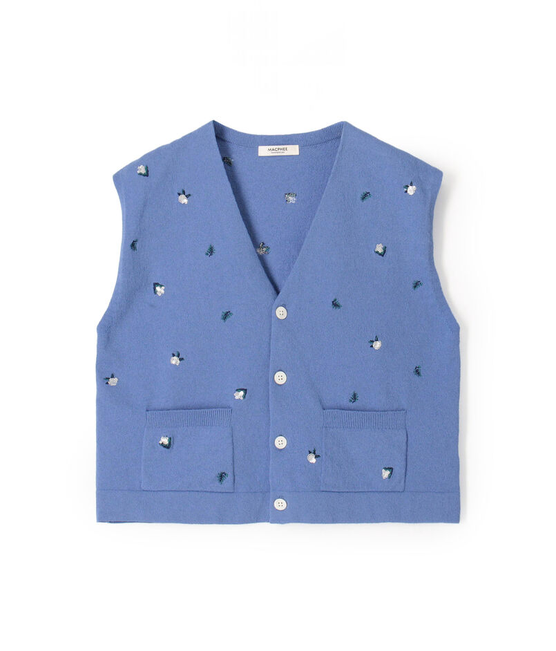 フラワーエンブロイダリー Vネックベスト