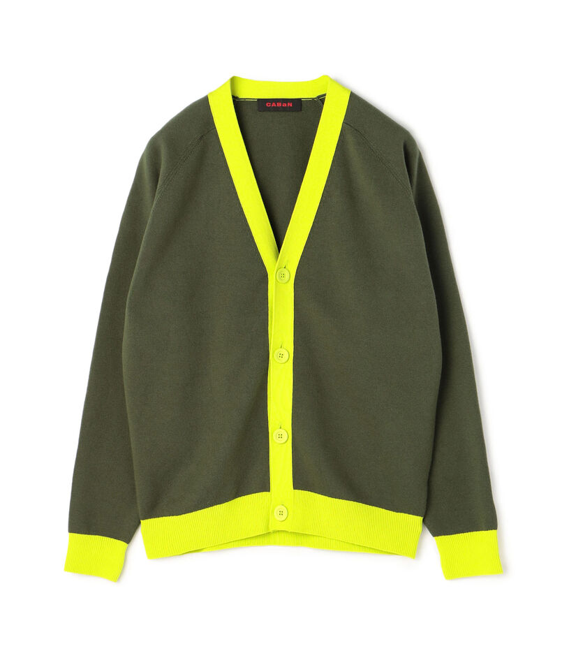 CABaN コットンカシミヤ バイカラーVネックカーディガン  