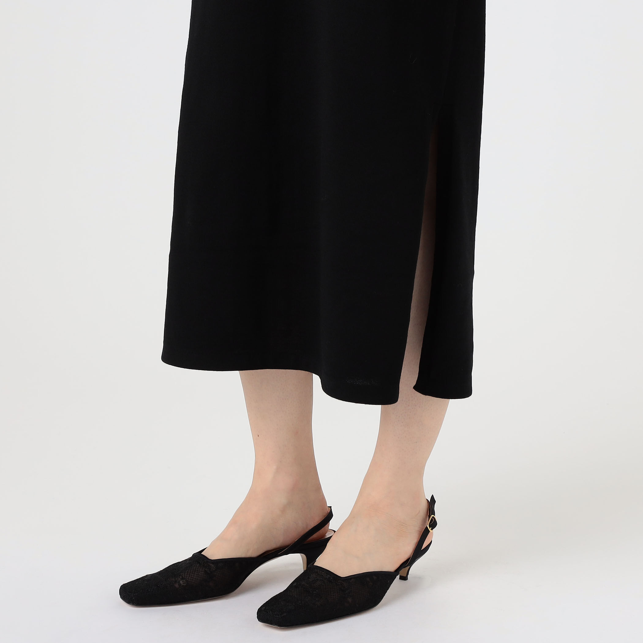 ウールポリエステルパールコンビ ポロロングワンピース