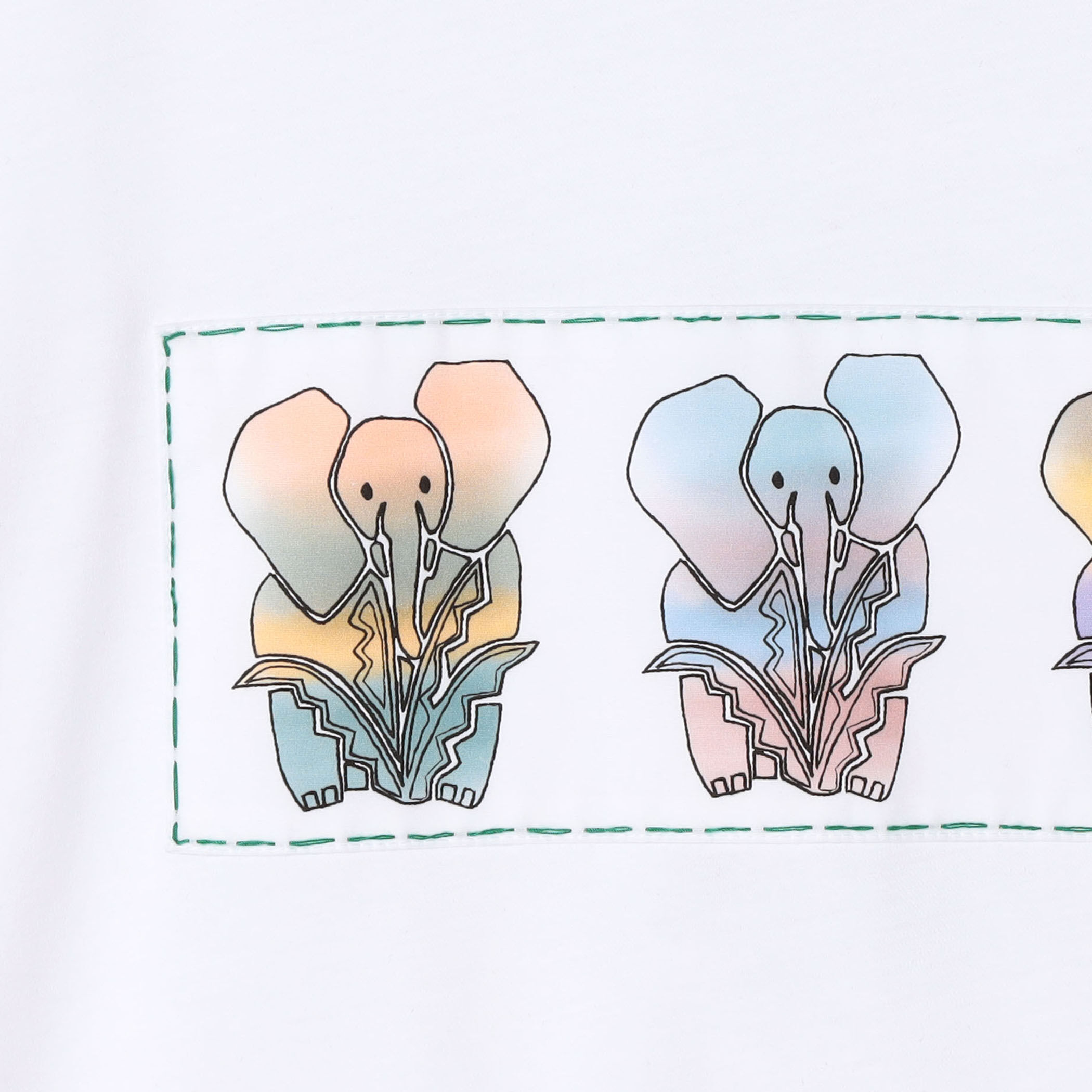 TOMORROWLAND / トゥモローランド スビンコットン ELEPHANTグラデーションプリントTシャツ リネン ショートスリーブ ワンナップカラーシャツ